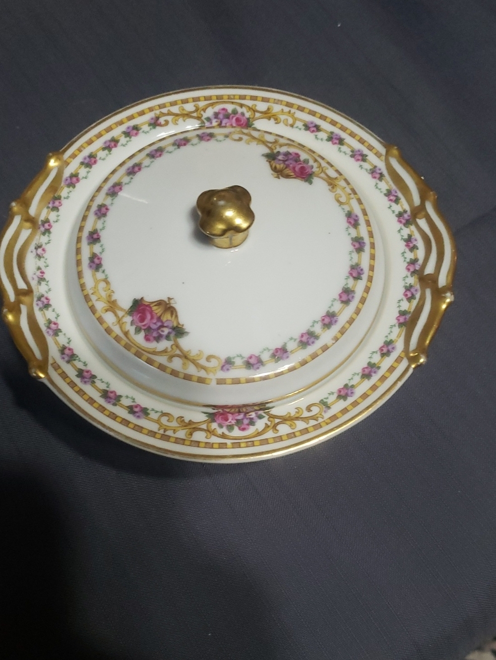 L. Bernardaud & Co. Limoges Porcelain Lidded Butter Dish. Chamberry